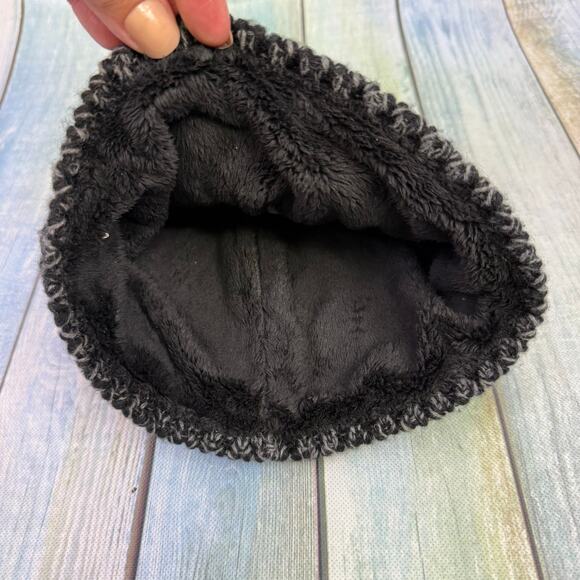 The North Face Knit Beanie Winter Hat Black White Grey Lined Ski Hat Chunky - Picture 6 of 7